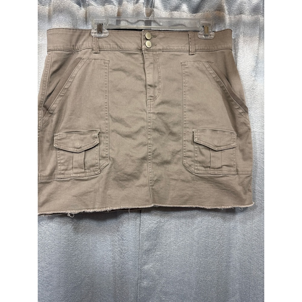 Democracy Ab solution Khaki Cargo Mini Skirt Tan Stretch Utility B5130YXX2 Sz 14